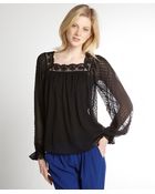Love Sam Black Billow Sleeve Polka Dot Blouse - Lyst