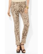 Ralph Lauren Lauren Skinny Printed Jeans in Tan Multi - Lyst