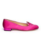 Charlotte Olympia Kitty Silk Flats - Lyst