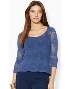 Lauren by Ralph Lauren Pointelle-Knit Scoopneck Top - Lyst