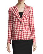 Carolina Herrera Woven Two-Button Houndstooth Jacket - Lyst