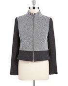 Jones New York Zip Front Tweed Blazer - Lyst