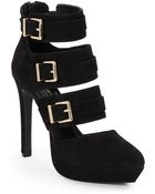 BCBGeneration Triple-Buckle Suede Platform Pumps - Lyst