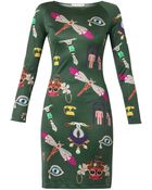 Mary Katrantzou Symbol-Print Silk-Jersey Dress - Lyst