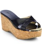 Jimmy Choo Embossed Leather Wedge Sandals - Lyst