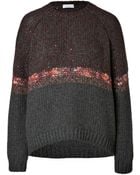 Brunello Cucinelli Heavy Knit Cashmere Pullover With Stripe - Lyst