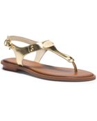 Michael Kors Logo-Plaque Metallic Leather Sandal - Lyst