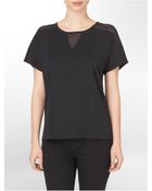 Calvin Klein Mesh Detail Short Sleeve Top - Lyst