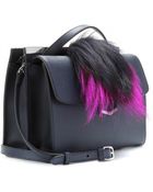 Fendi Demi Jour Fox Furtrimmed Leather Shoulder Bag - Lyst