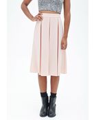 Forever 21 Pleated Woven Midi Skirt - Lyst