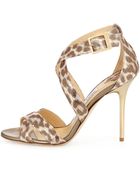 Jimmy Choo Lottie Leopard-print Metallic Sandal - Lyst