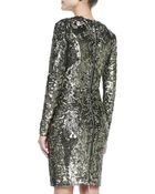 Elie Saab Long-Sleeve Sequined & Beaded Cocktail Dress - Lyst