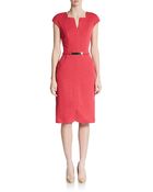 David Meister Belt-Detailed Knit Shift Dress - Lyst