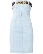 Moschino Strapless Belted Denim Dress - Lyst