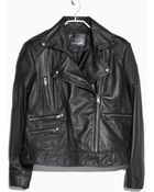 Violeta By Mango Leather Biker Jacket - Lyst