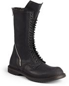 Rick Owens Double Zip Mid-Calf Leather Combat Boots - Lyst