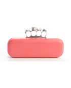 Alexander McQueen Pink Leather Skull Knuckle Box Clutch - Lyst