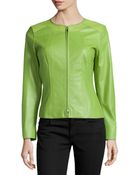 Lafayette 148 New York Round Neck Leather Jacket - Lyst