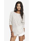 Express Marled Slub Knit Side Ruched Tunic Sweater - Lyst