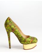 Charlotte Olympia Green Printed Fabric 'Dolly' Platform Pumps - Lyst