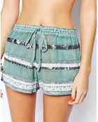 Asos Sequin Embellished Beach Shorts - Lyst