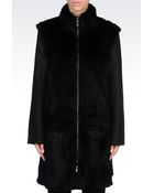 Emporio Armani Reversible Coat In Wool And Rabbit Fur - Lyst