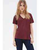 Forever 21 Heathered V-Neck Tee - Lyst