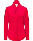 Moschino Silk Tie Neck Blouse - Lyst
