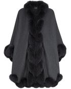 Harrods of London Fox Fur Spiral Trim Long Cape - Lyst