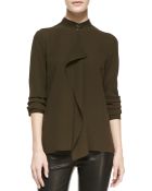 Michael Kors Drape-front Silk Blouse - Lyst