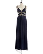 Betsy & Adam Greecian Gown With Beaded Accents - Lyst
