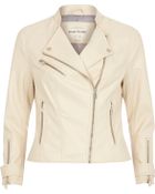 River Island Cream Leather-Look Biker Jacket - Lyst