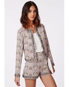 Missguided Lillie Paisley Studded Cropped Blazer - Lyst