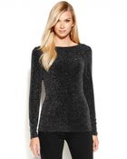 Michael Kors Michael Metallic-knit Drape-back Top - Lyst