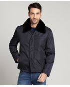 Prada Blue Fur Collar Nylon Activewear Coat - Lyst