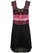 Christopher Kane Lace Trim Pleated Dress - Lyst