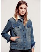Free People Denim And Sherpa Jacket - Lyst