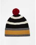 Fred Perry Black White Stripe Beanie Hat - Lyst