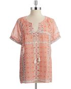 Vintage America Patterned Peasant Top - Lyst