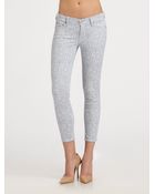 7 For All Mankind Cropped Laceprint Skinny Jeans - Lyst