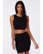 Missguided Polly Ribbed Cut Out Bodycon Dress Black - Lyst