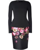 Giambattista Valli Wool-silk Flower Print Long Sleeve Dress - Lyst
