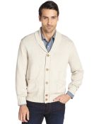 Brunello Cucinelli Beige Cotton Shawl Collar Button Front Cardigan - Lyst