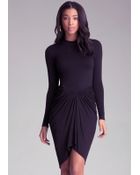 Bebe Mock Neck Draped Dress - Lyst