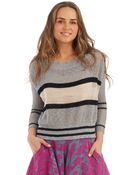 Free People Striped Open Knit Sweater - Lyst