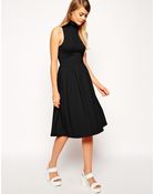 Asos Midi Skater Dress With Turtleneck - Lyst