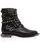 Saint Laurent Rangers Studded Leather Ankle Boots - Lyst