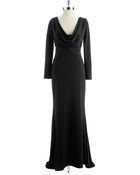 Belle By Badgley Mischka Long Sleeved Lace Illusion Gown - Lyst