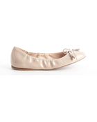 Prada Powder Leather Logo And Tassel Bow Detail Ballet Flats - Lyst