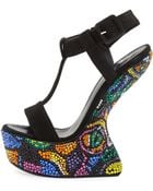 Giuseppe Zanotti Suede Crystal-Covered Wedge Sandal - Lyst